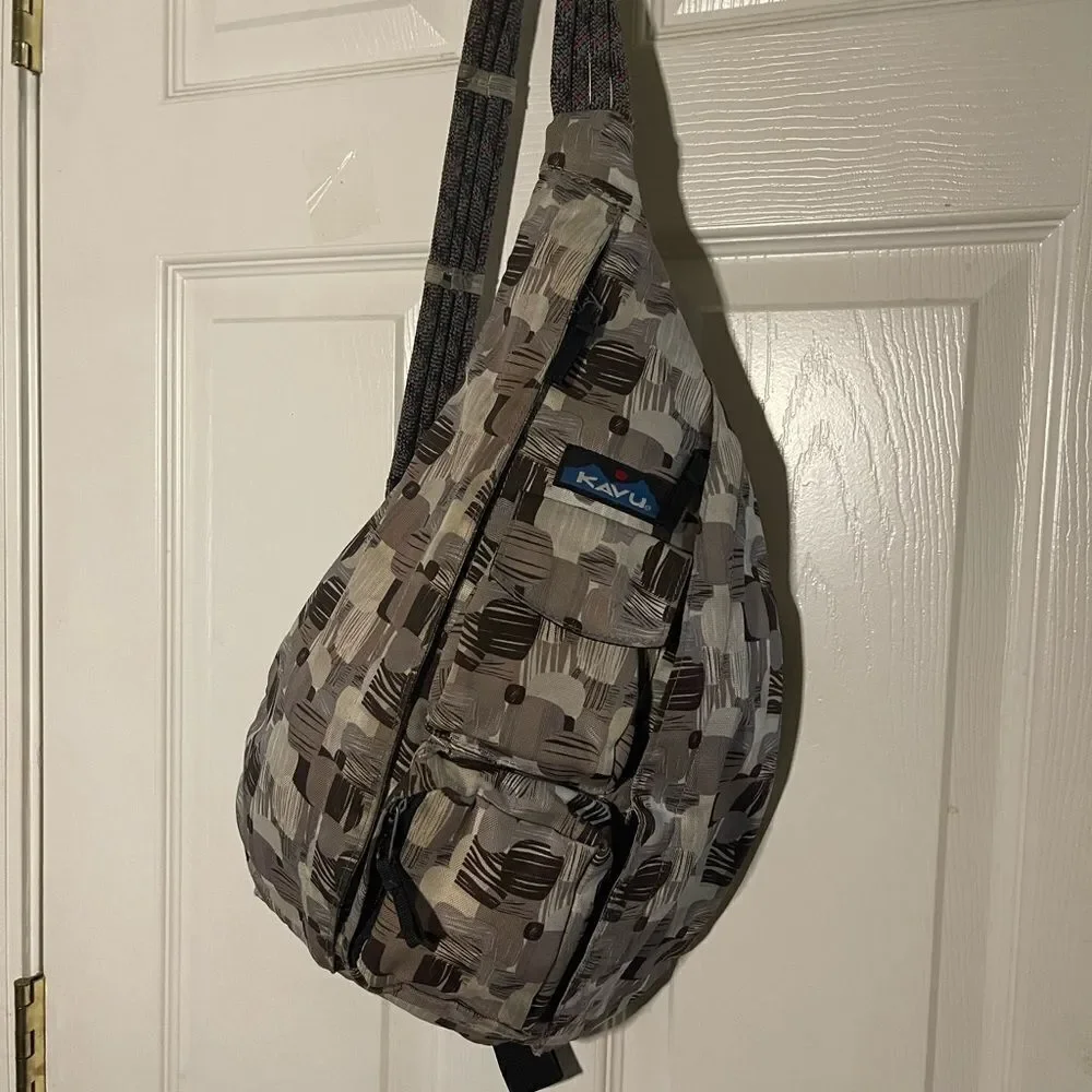KAVU Rope Sling Bag Camouflage shades of gray.